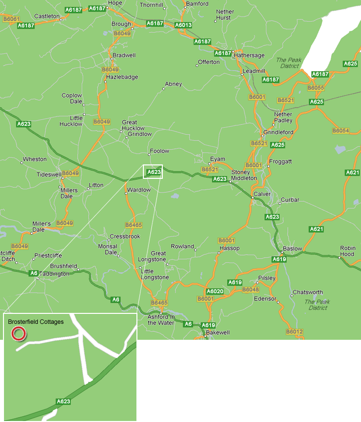 location map for camping caravan park in the Peak District